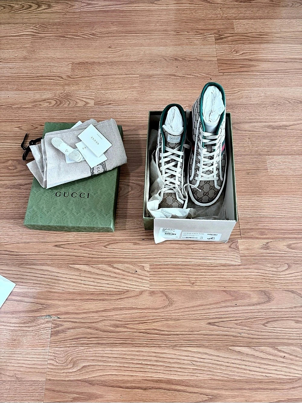 Gucci Tennis 1977 High-Top GG Sneaker Sneakers Brown & White US 12